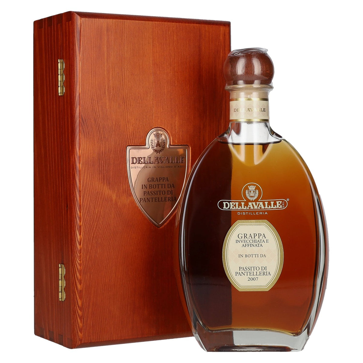Dellavalle Grappa Aged in Passito di Pantelleria Casks 2007 42% Vol. 0.7L in Wooden Box