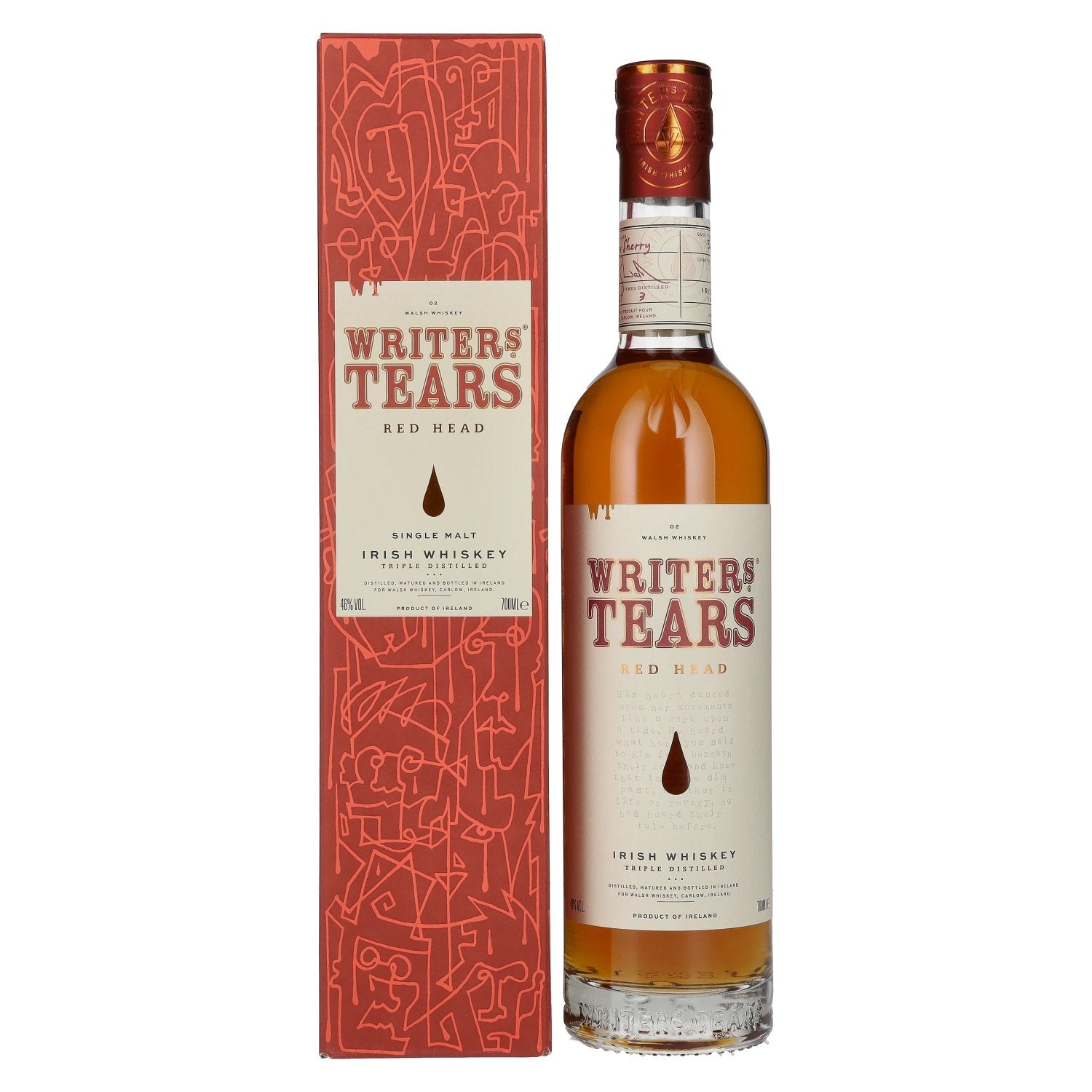 Writer's Tears RED HEAD Irish Single Malt Whiskey 46% Vol. 0.7L in Gift Box