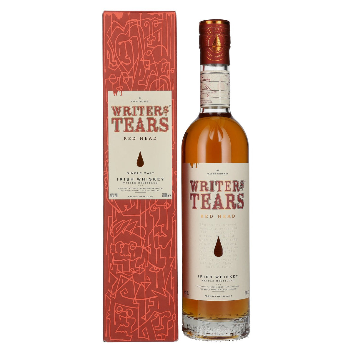 Writer's Tears RED HEAD Irish Single Malt Whiskey 46% Vol. 0.7L in Gift Box
