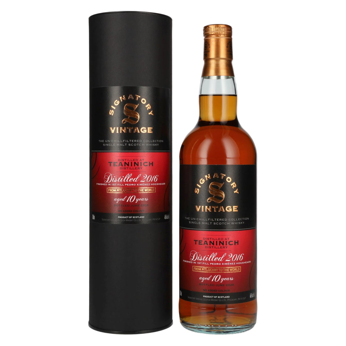 Signatory Vintage TEANINICH 10 Years Old The Un-Chillfiltered 2016 46% Vol. 0,7l in Geschenkbox