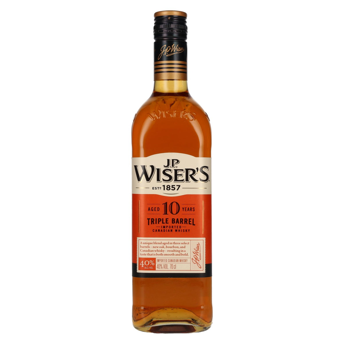 J.P. Wiser's 10 Years Old Triple Barrel Canadian Whisky 40% Vol. 0.7l