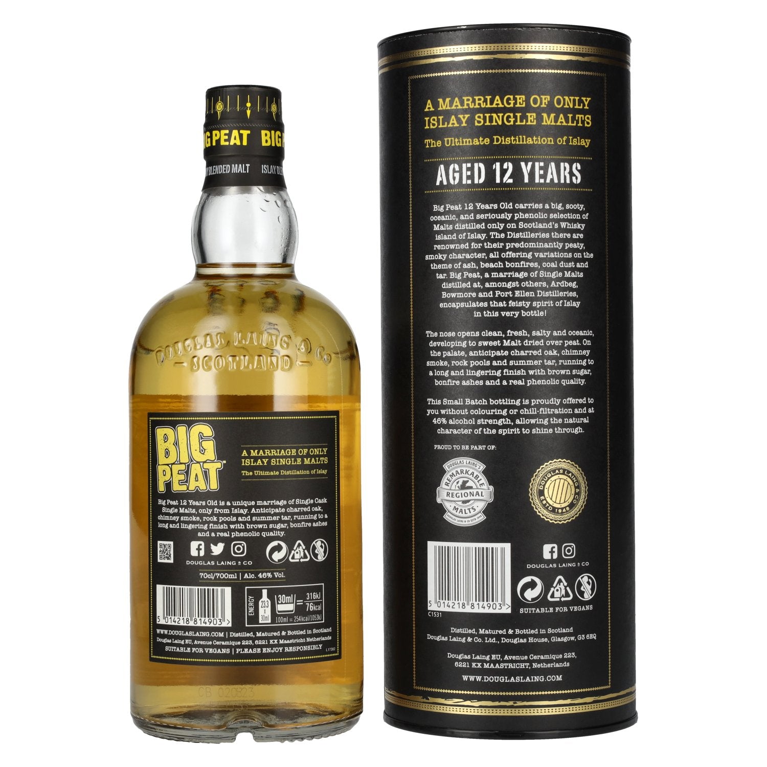Douglas Laing BIG PEAT 12 Years Old Islay Blended Malt 46% Vol. 0,7l in Geschenkbox