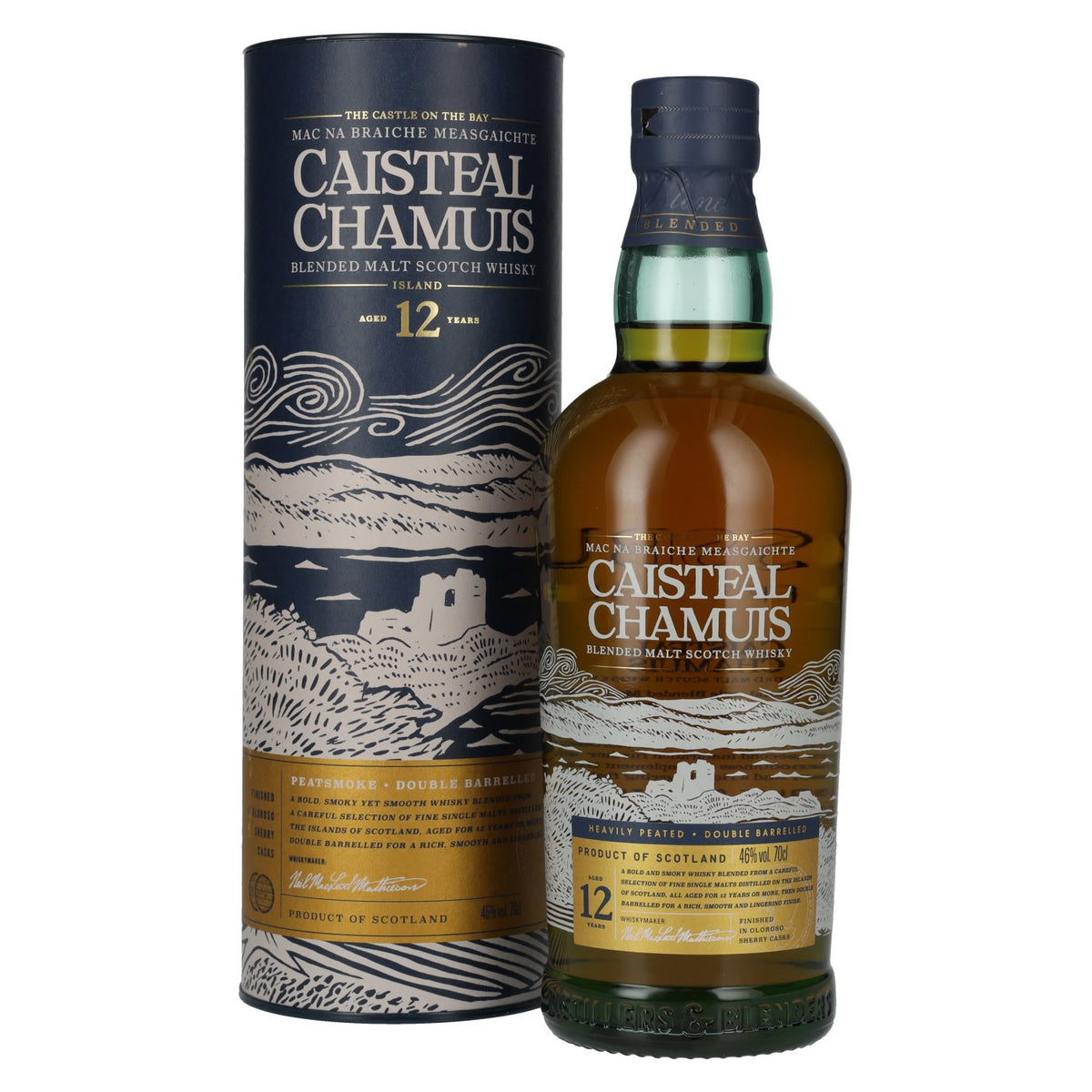 Caisteal Chamuis 12 Years Old Sherry Casks Heavily Peated Blended Malt 46% Vol. 0.7l in gift box