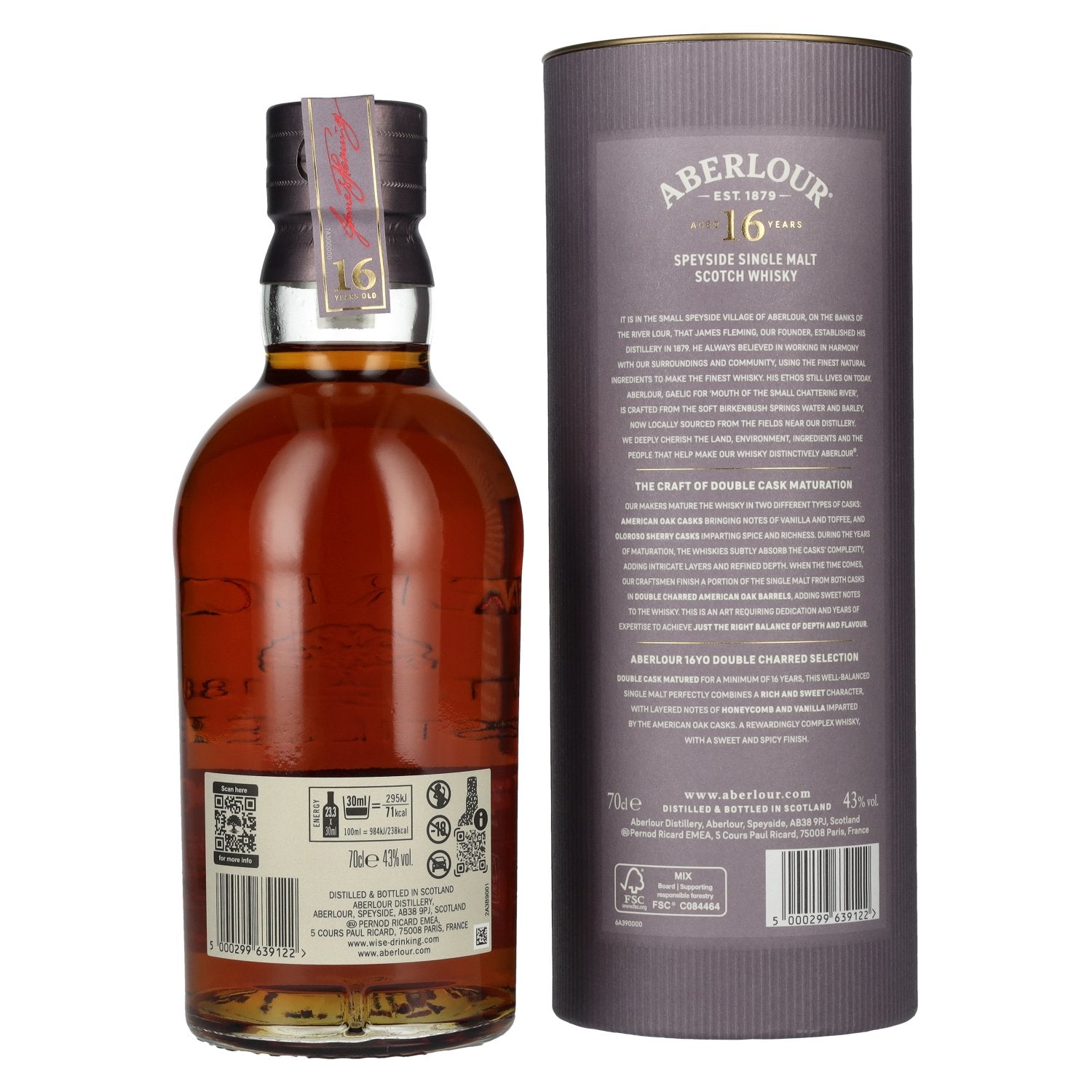 Aberlour 16 Years Old DOUBLE CHARRED SELECTION Travel Exclusive Speyside Single Malt 43% Vol. 0,7l in Geschenkbox