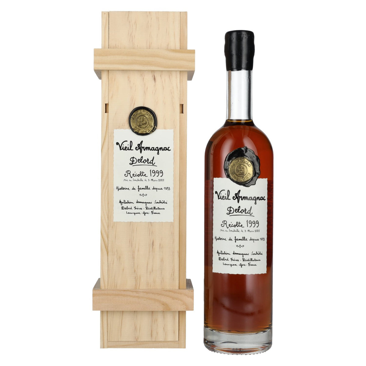 Old Armagnac Delord Vintage Récolte 1999 40% Vol. 0.7L in wooden box