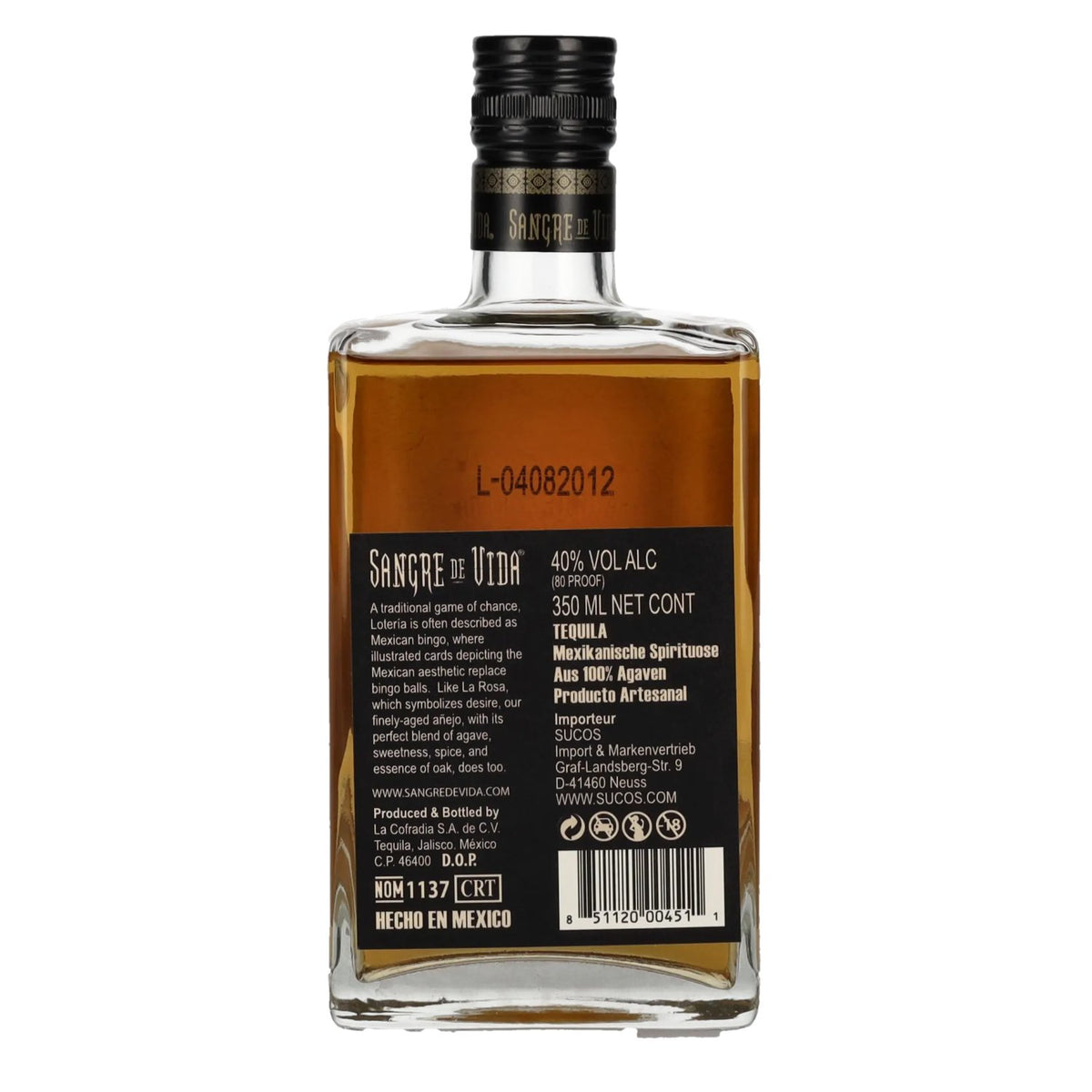 Sangre de Vida Loteria LA ROSA Añejo Tequila 100% Agave 40% Vol. 0.35L