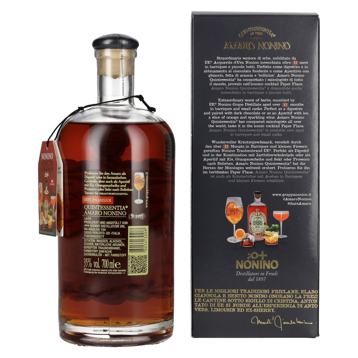 Amaro Nonino Quintessentia Di Erbe Liqueur 35% Vol. 0.7L in Gift Box