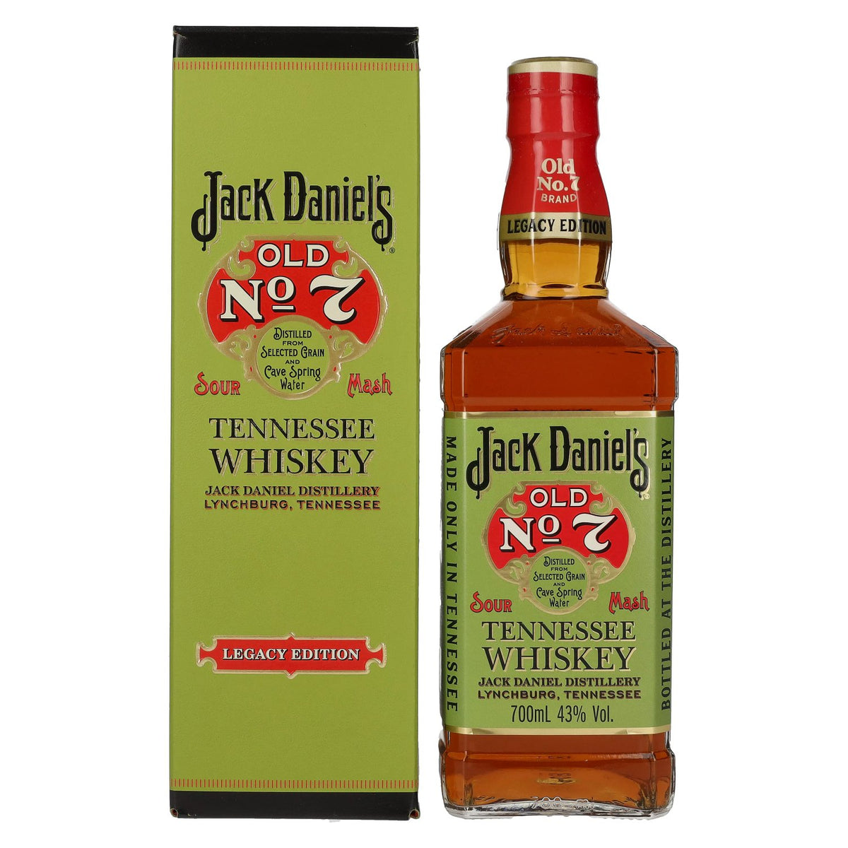 Jack Daniel's Sour Mash Tennessee Whiskey LEGACY EDITION No. 1 - GREEN DESIGN 43% Vol. 0.7l in Gift Box