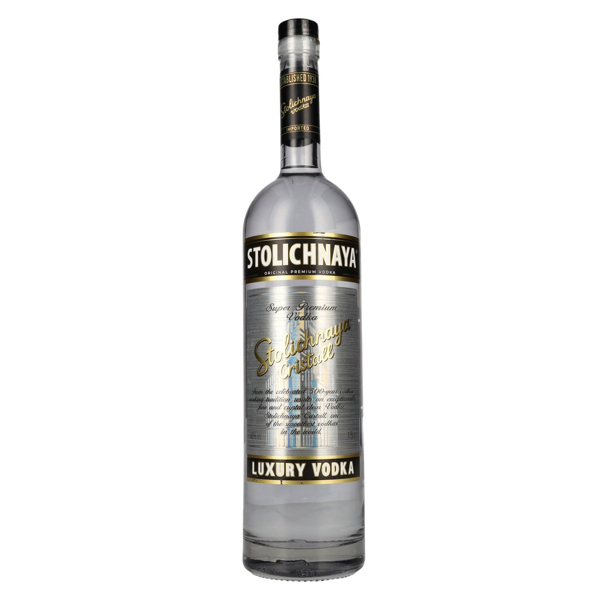 Stolichnaya Premium Vodka FKP Cristall 40% ABV 1.5 litres