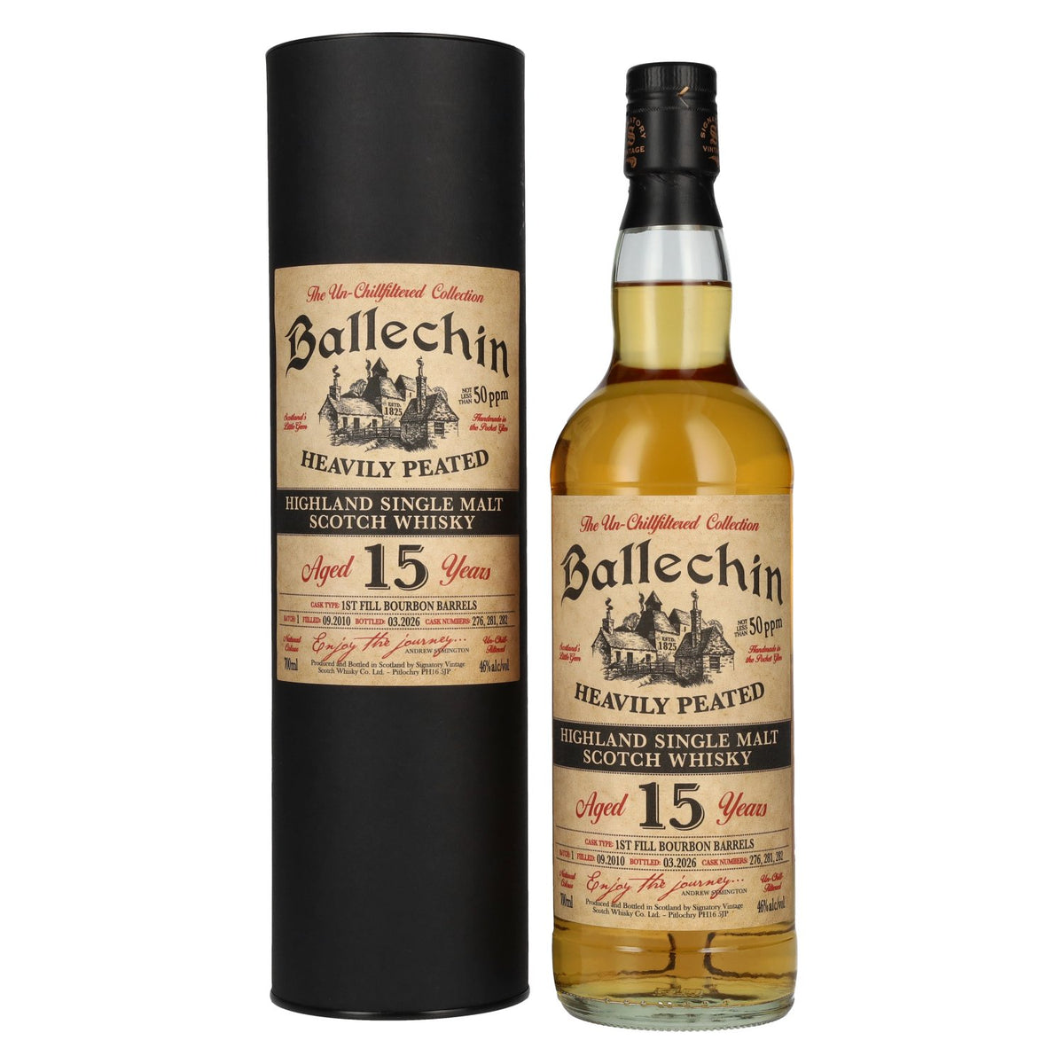 Signatory Vintage BALLECHIN 15 Years Old The Un-Chillfiltered 2010 46% Vol. 0,7l in gift box