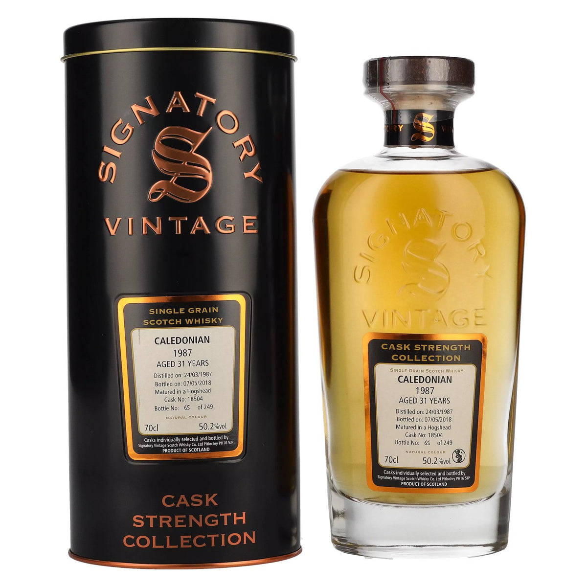 Signatory Vintage CALEDONIAN 31 Years Old Cask Strength 1987 50.2% Vol. 0.7l in Tin Box