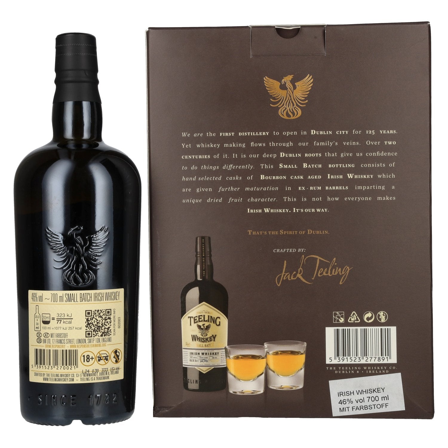 Teeling Whiskey SMALL BATCH Irish Whiskey Rum Cask 46% Vol. 0,7l in Geschenkbox mit 2 Gläsern