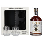 Ron Espero Caribbean Coconut &amp; Rum Liqueur 40% vol. 0.7 l in a gift box with 2 glasses