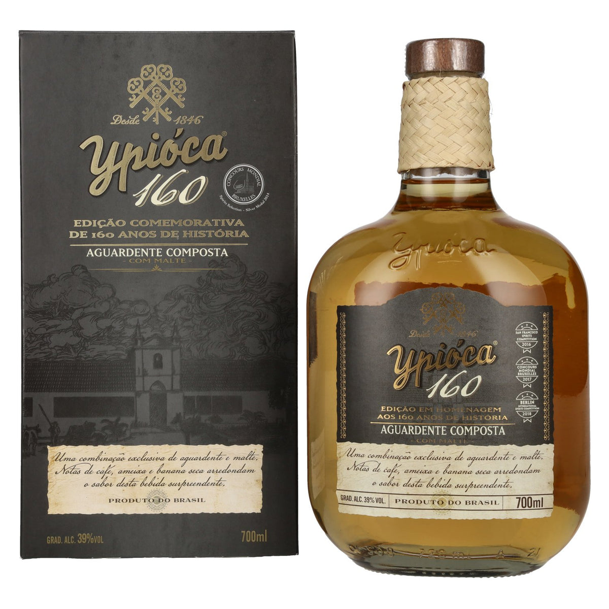 Ypióca 160 Aguardente Composta com Malte 39% Vol. 0.7L in Gift Box
