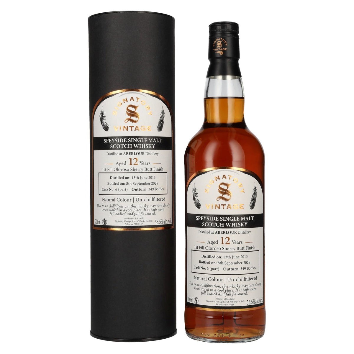 Signatory Vintage ABERLOUR 12 Years Old 1st Fill Oloroso Sherry Butt Finish Cask # 6 55.5% Vol. 0.7l in Gift Box