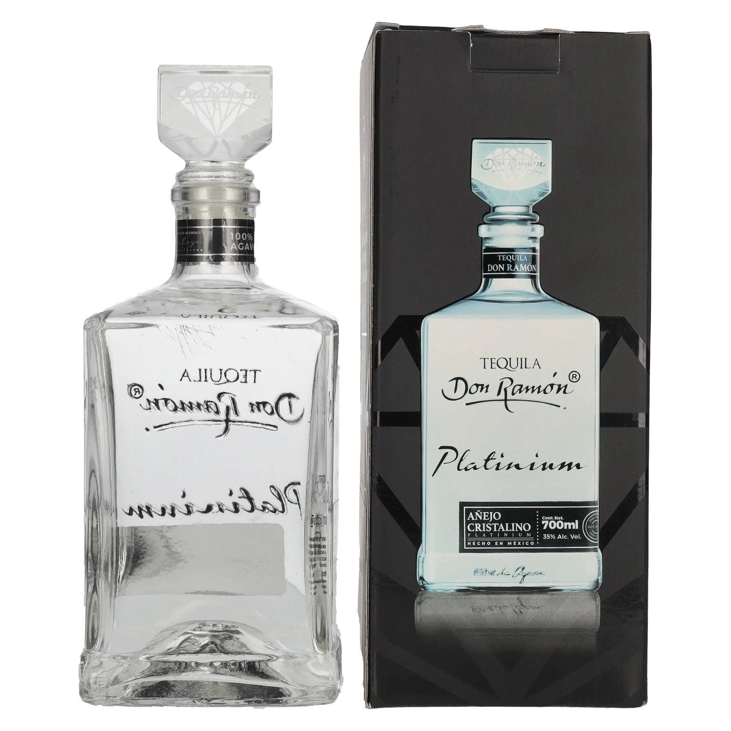 Don Ramón Platinum Añejo Cristalino 100% Agave 35% Vol. 0.7L in gift box