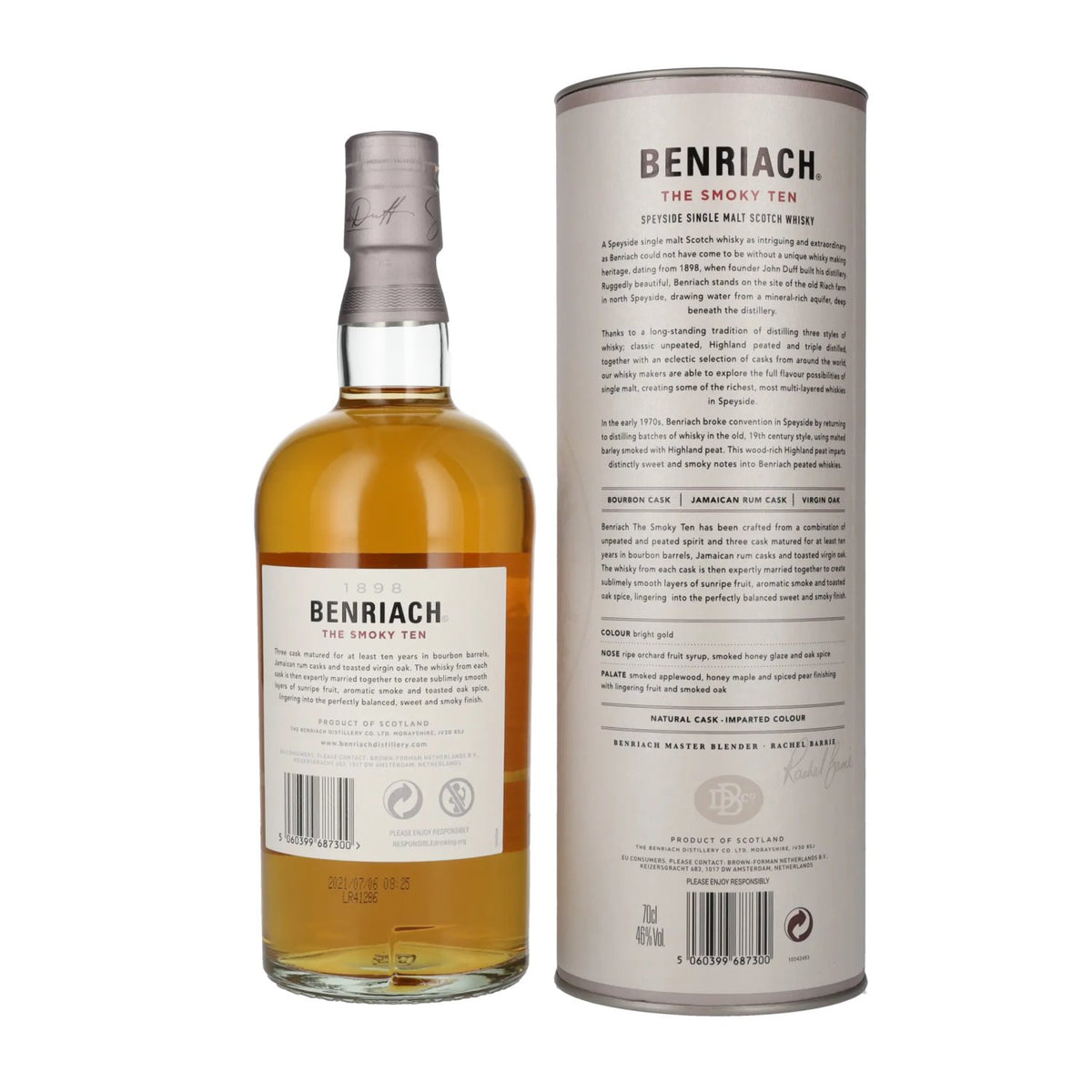 Benriach THE SMOKY TEN Three Cask Matured Speyside Single Malt 46% vol. 0.7 l in a gift box