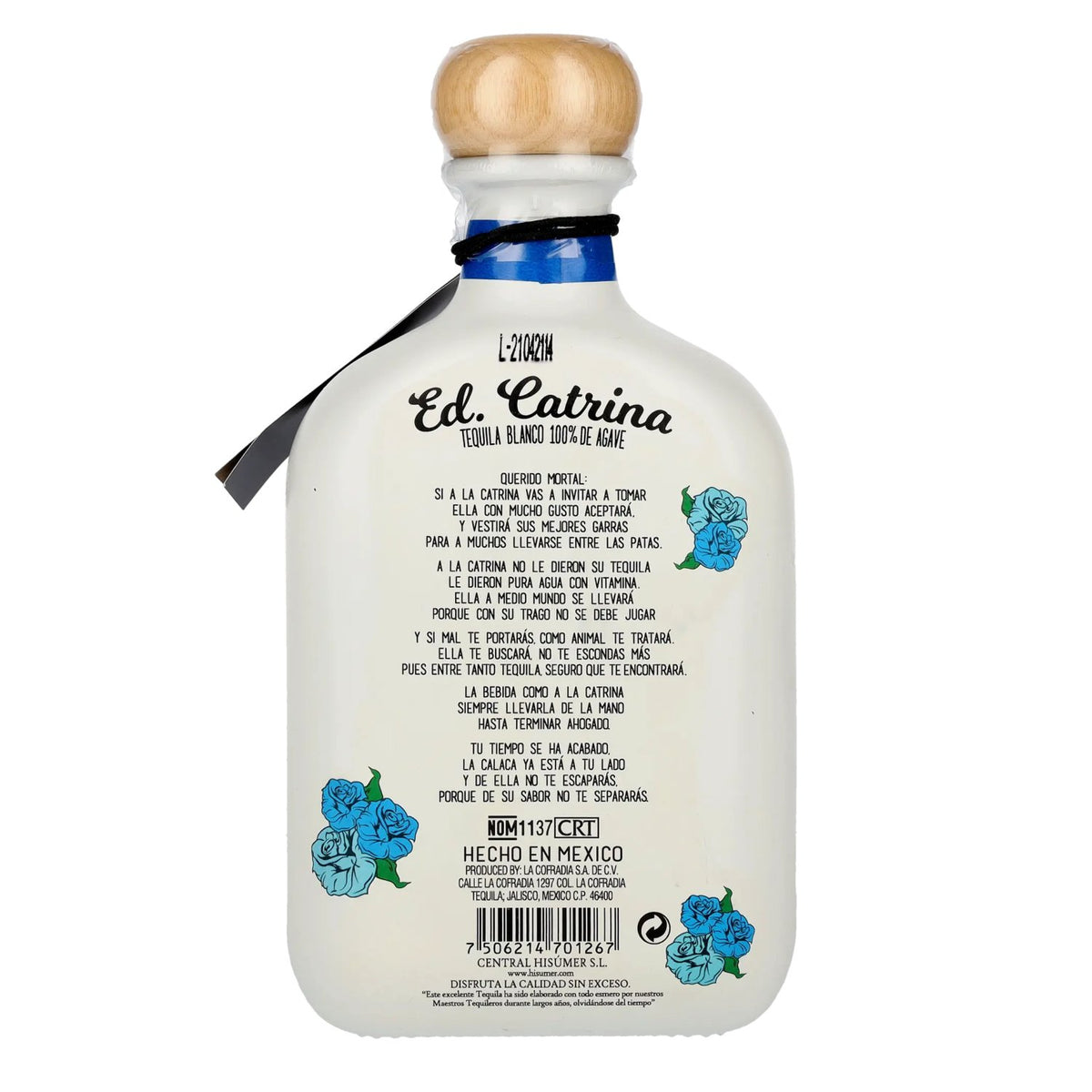La Cofradia ED. CATRINA Tequila Blanco 100% Agave 38% Vol. 0.7l