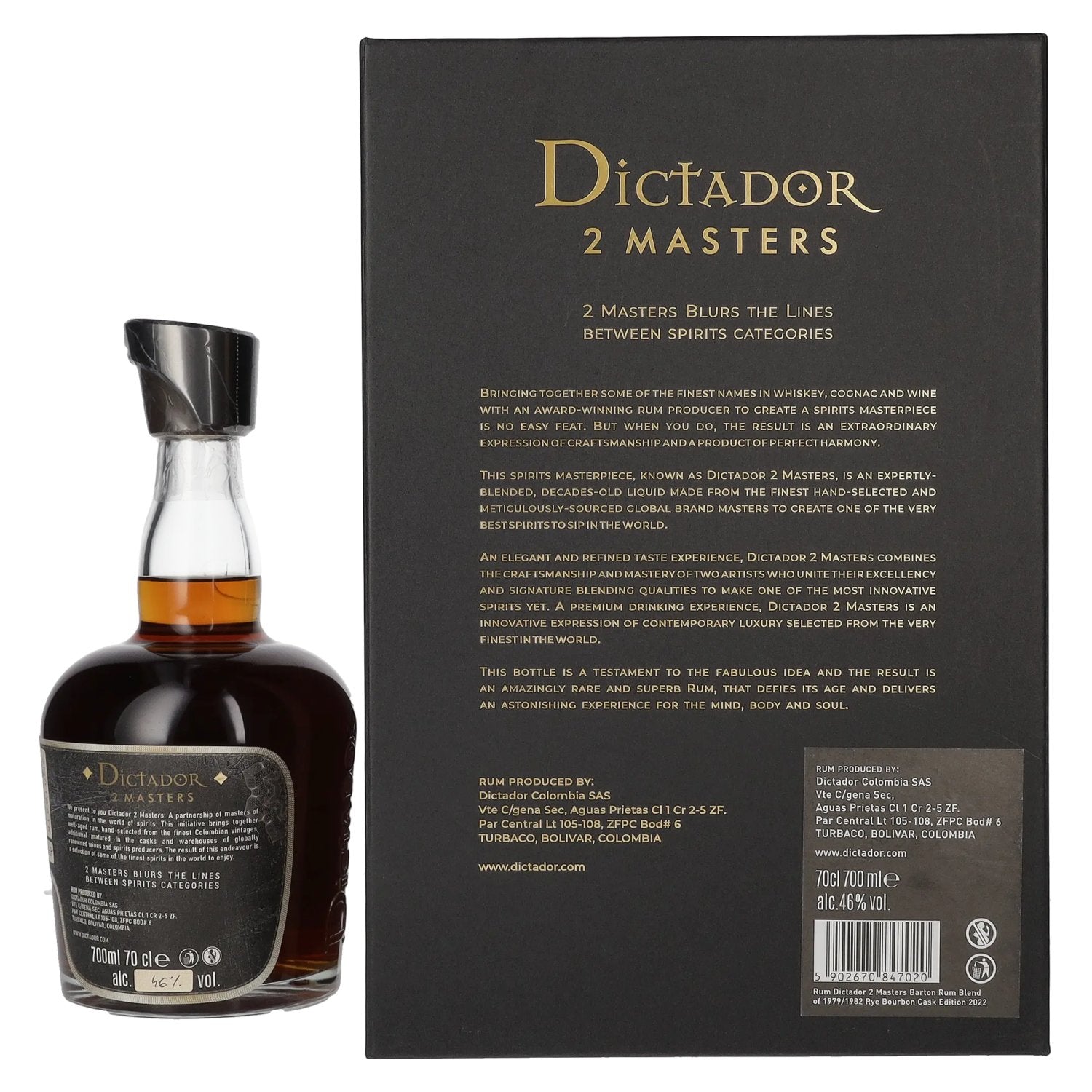 Dictador 2 MASTERS 1979/1982 Barton Colombian Aged Rum 46% Vol. 0,7l in Geschenkbox