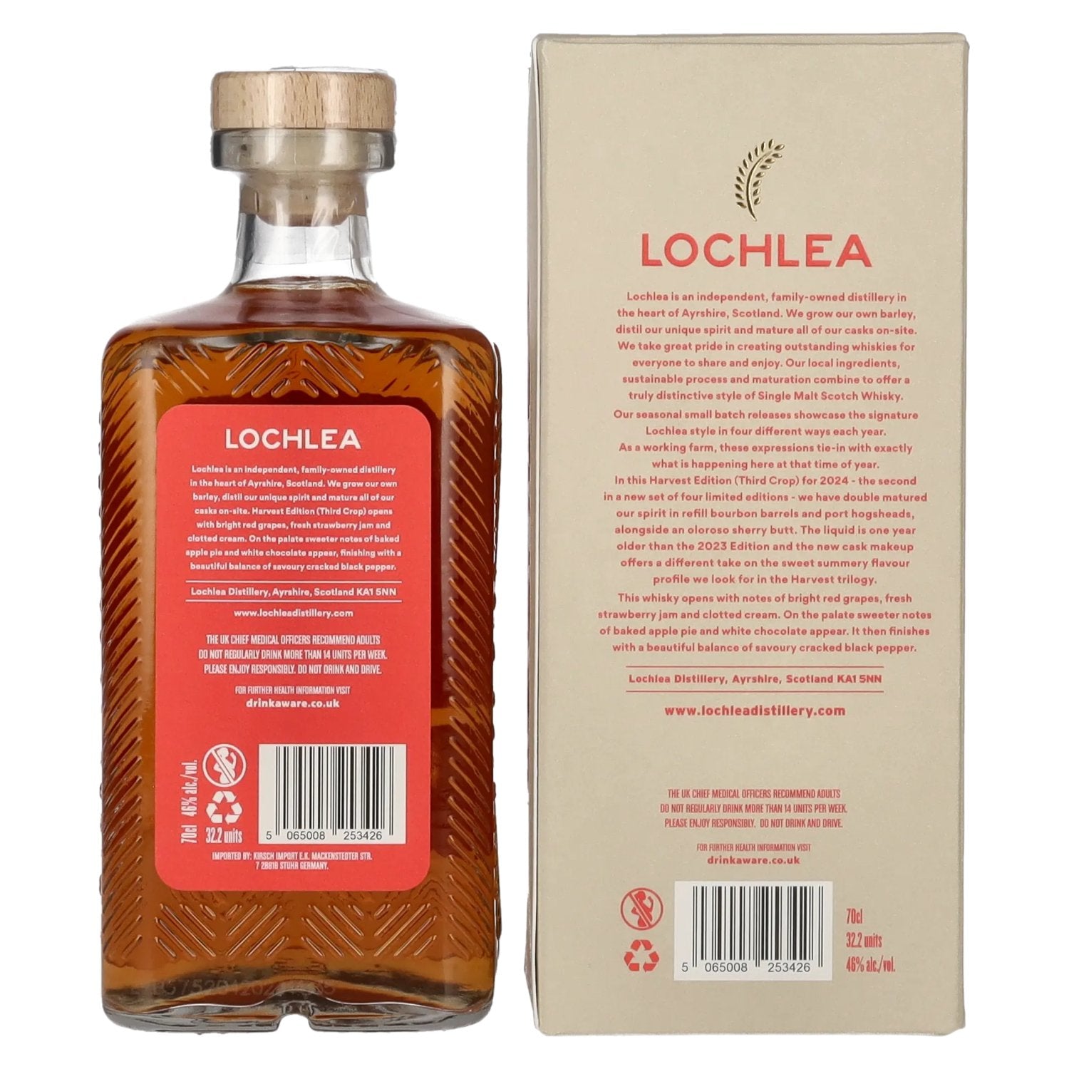 Lochlea HARVEST EDITION Third Crop Single Malt Scotch Whisky 46% Vol. 0.7L in Gift Box