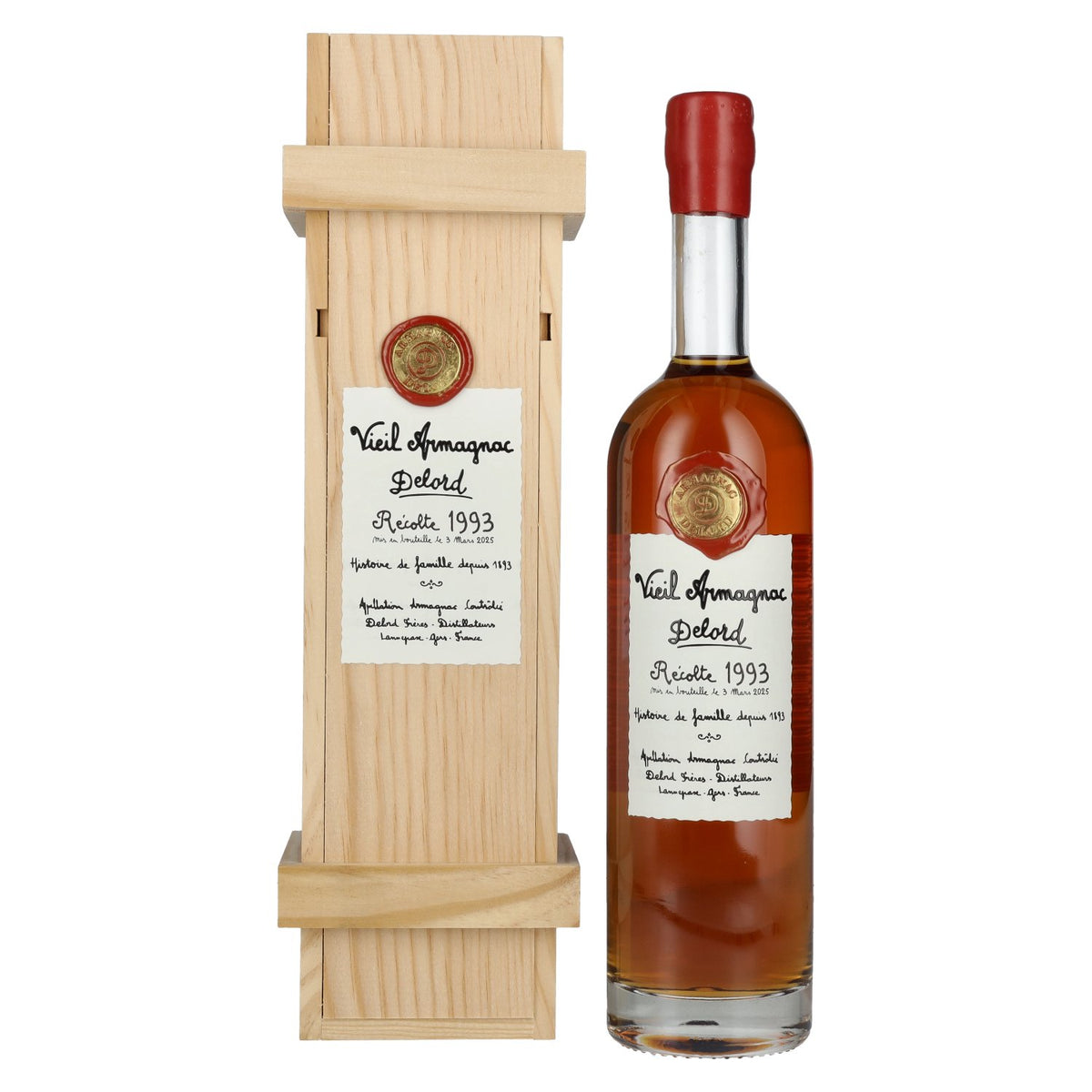 Old Armagnac Delord Vintage Récolte 1993 40% Vol. 0.7l in wooden box