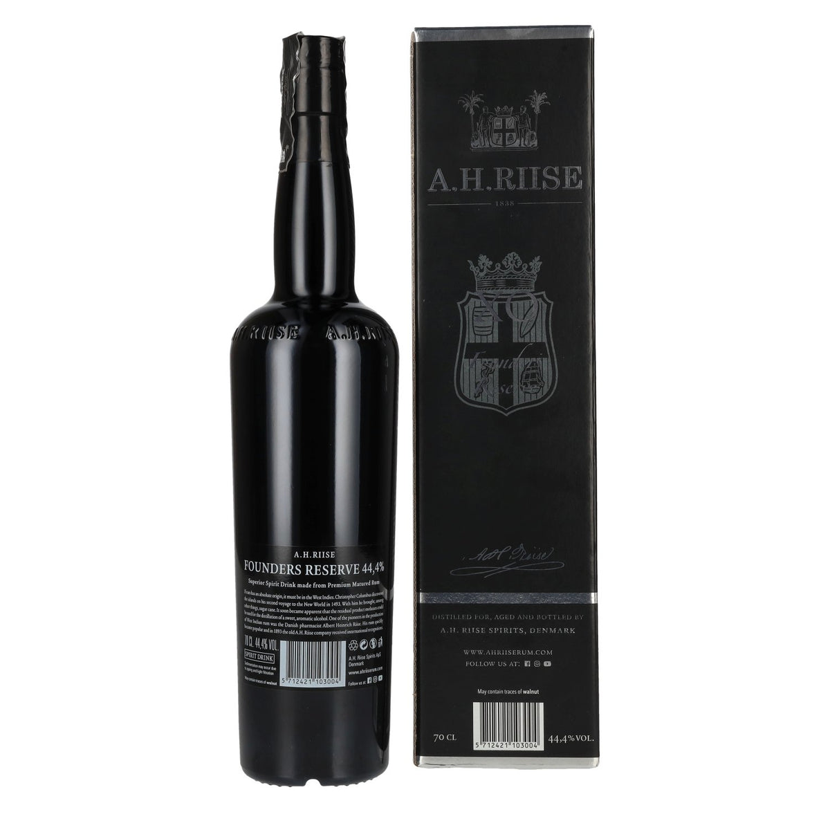 A.H. Riise X.O. FOUNDERS RESERVE Superior Spirit Drink #5 44.4% Vol. 0.7L in Gift Box