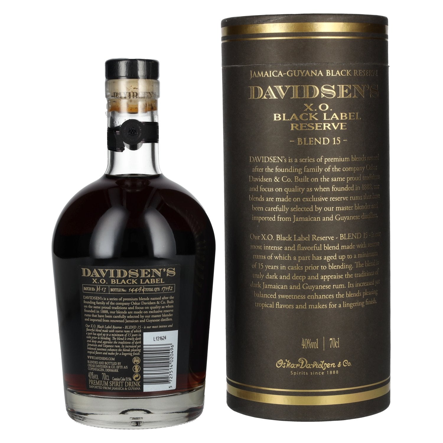 Davidsen's 15 X.O. Black Label Reserve 40% Vol. 0,7l in Geschenkbox