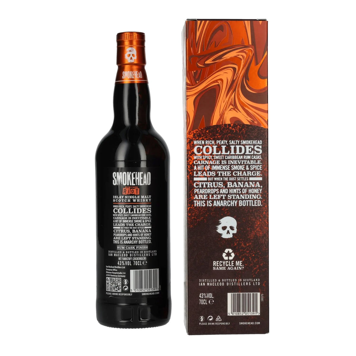 Smokehead RUM RIOT Islay Single Malt Scotch Whisky 43% ABV 0.7l in a gift box