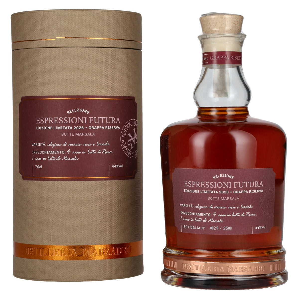 Marzadro ESPRESSIONI FUTURA Grappa 2026 44% Vol. 0,7l in gift box