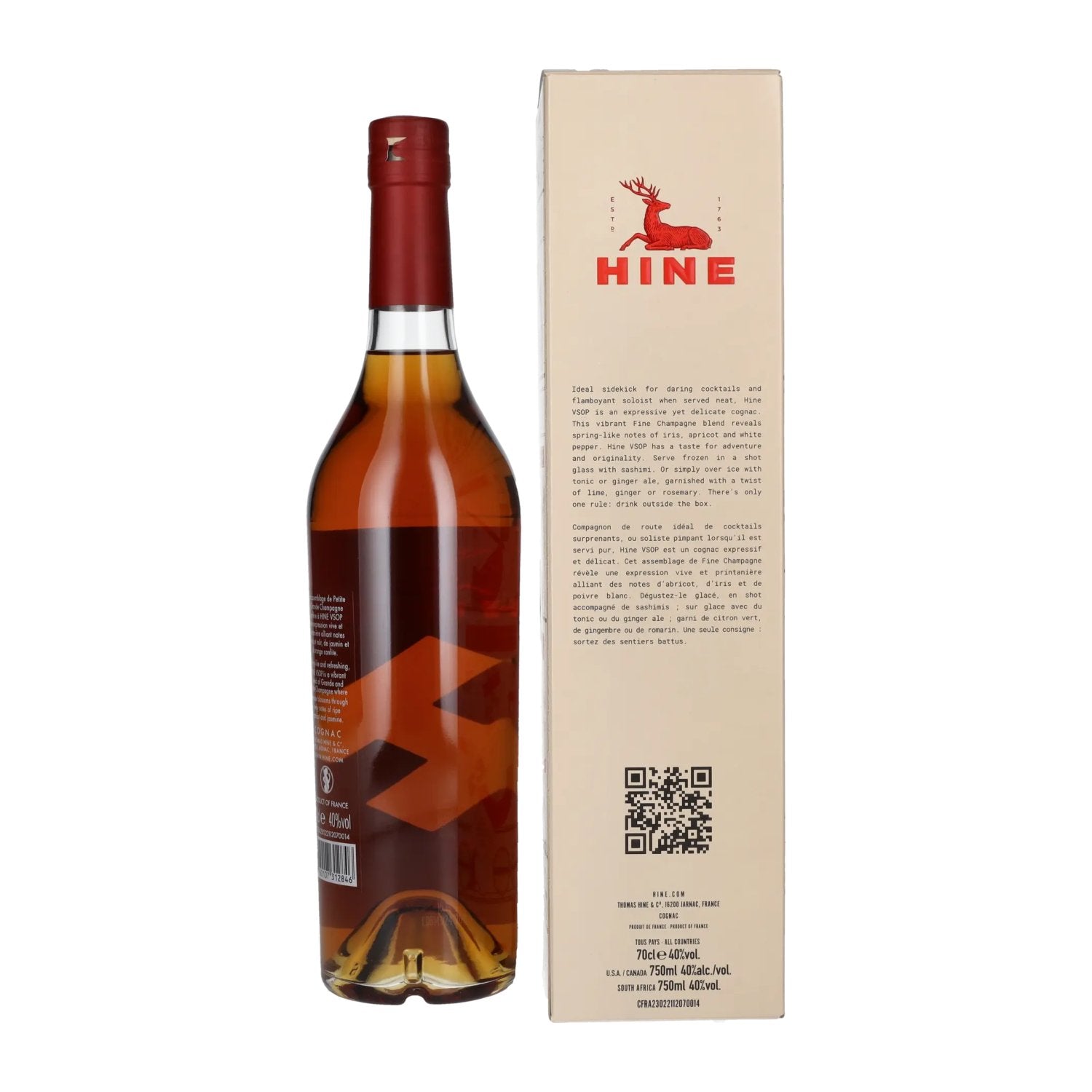 H by Hine VSOP Fine Champagne Cognac Design 40% Vol. 0,7l in Geschenkbox