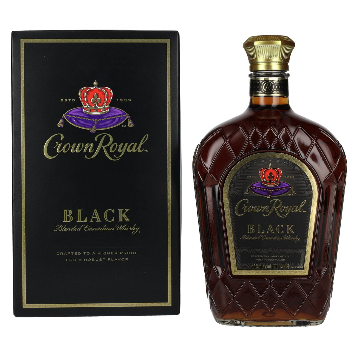 Crown Royal BLACK Blended Canadian Whisky 45% Vol. 1L in Gift Box