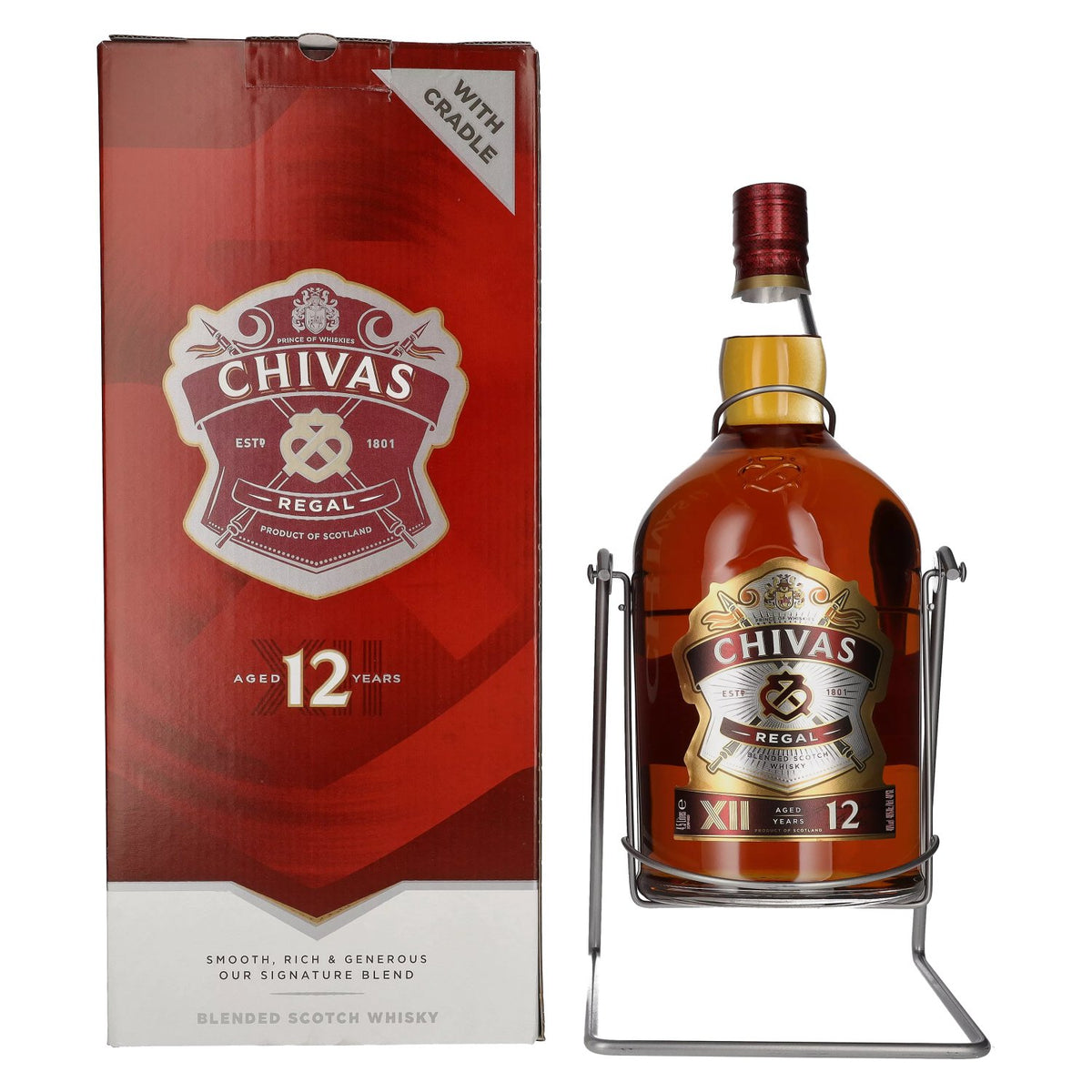 Chivas Regal 12 Years Old Blended Scotch Whisky 40% Vol. 4,5l in Geschenkbox im Schwenkständer mit Ausgießer