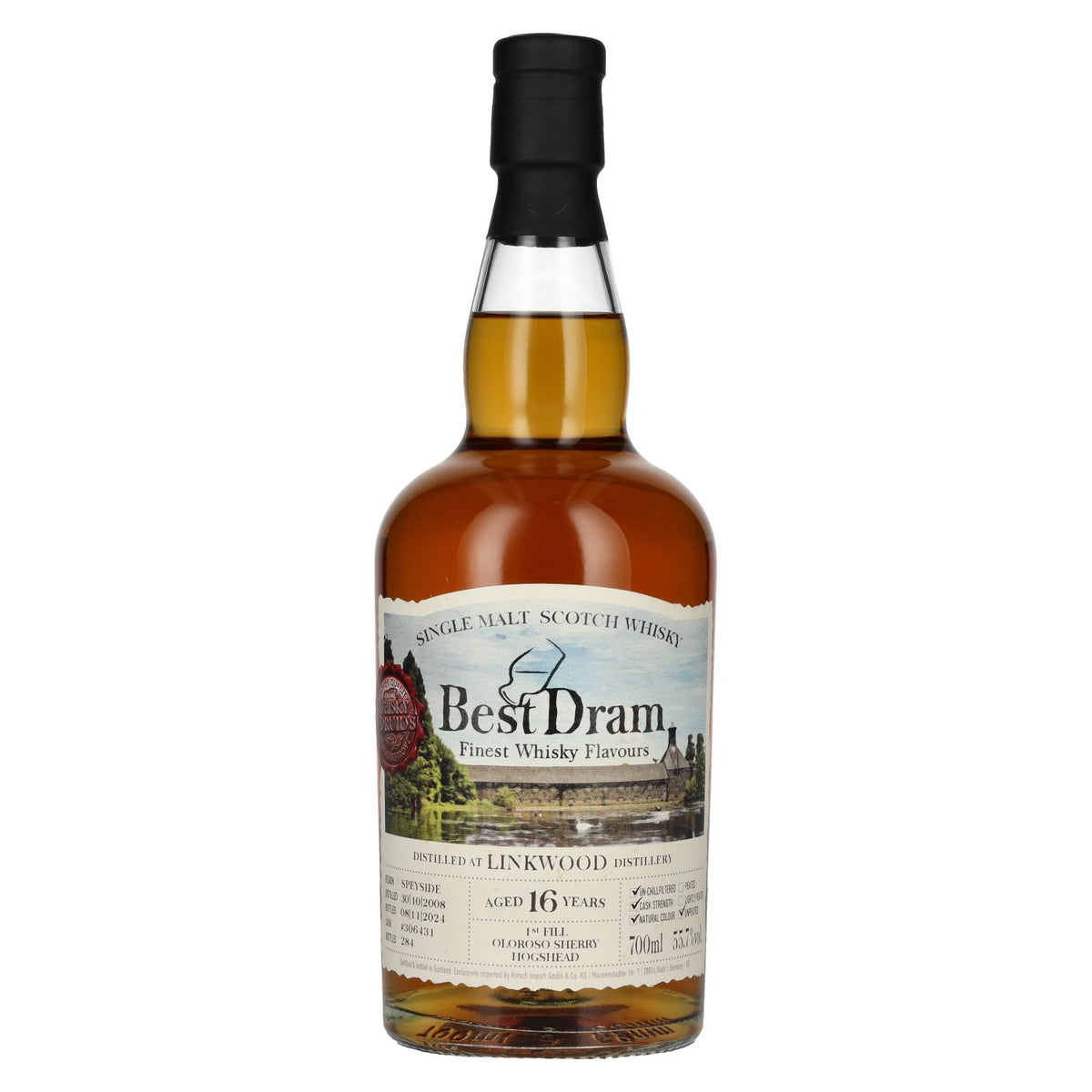Best Dram 16 Years Old Linkwood 1st Fill Oloroso Hogshead Single Malt #306431 2008 55.7% ABV 0.7 l