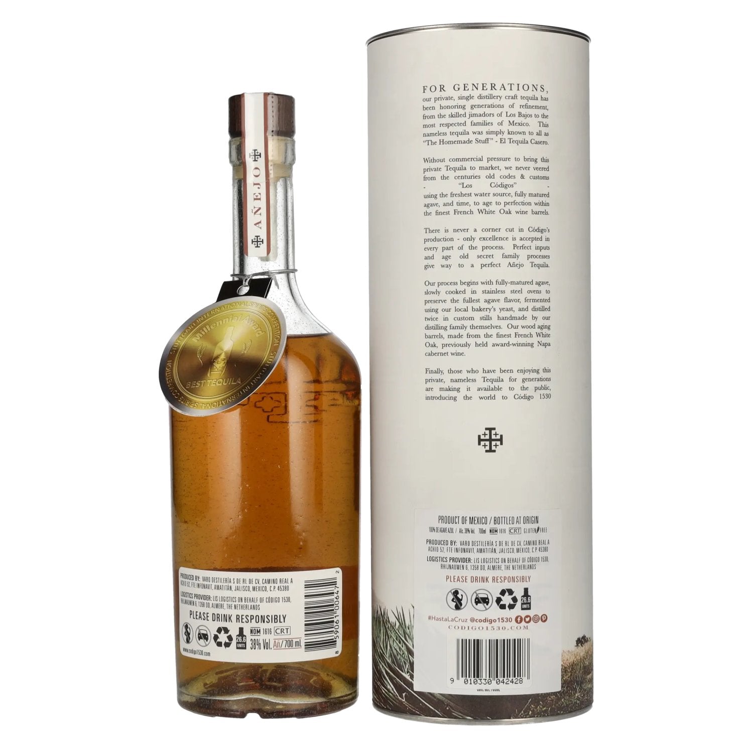 Código 1530 AÑEJO Tequila 38% Vol. 0.7L in gift box