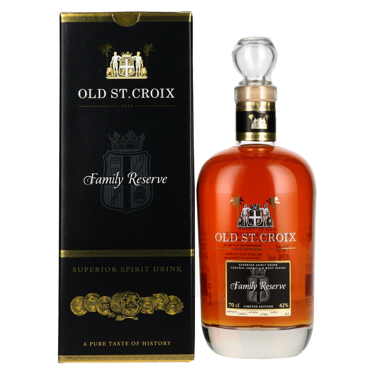 Old St. Croix A.H. Riise FAMILY RESERVE Superior Spirit Drink 42% Vol. 0.7l in Gift Box