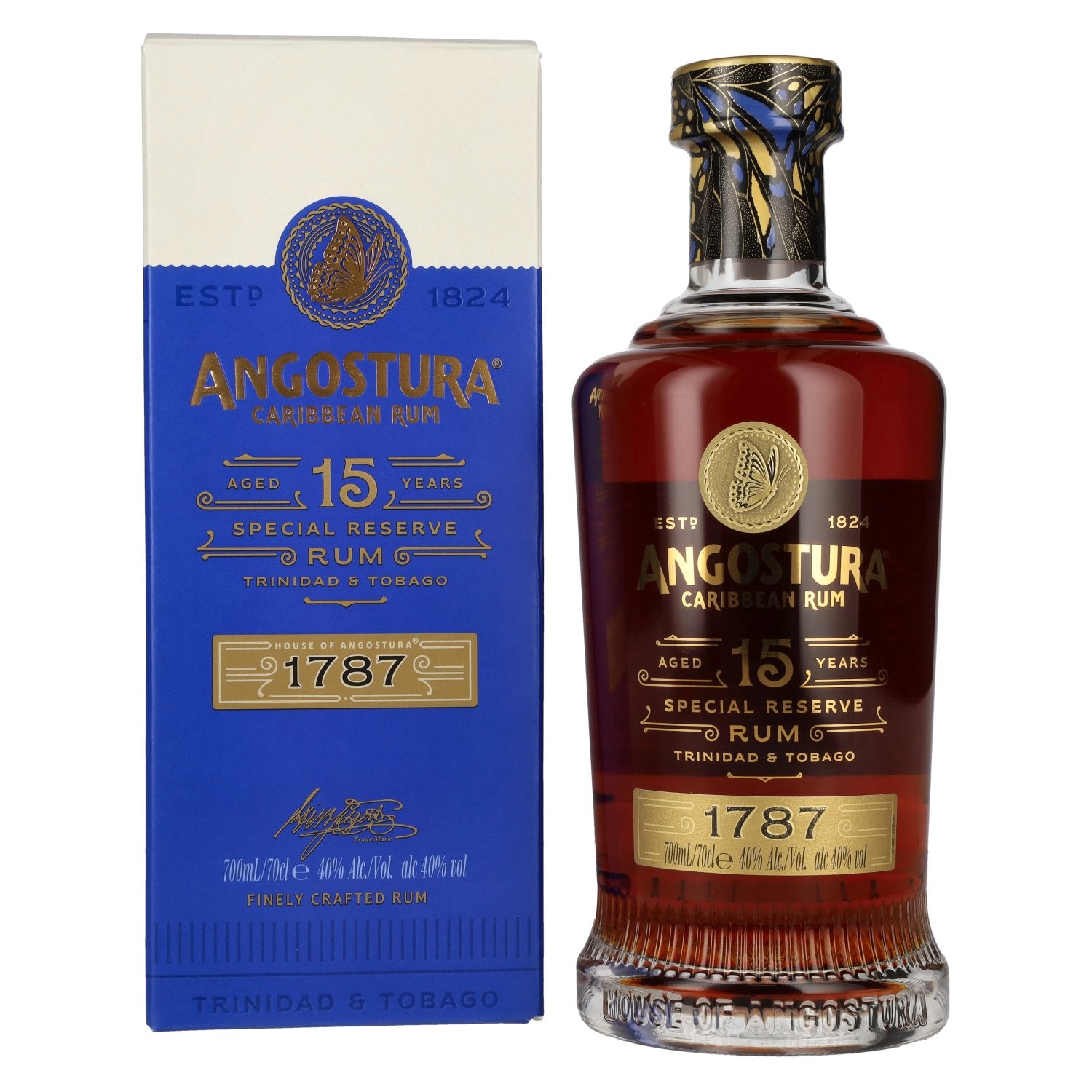 Angostura 1787 15 Years Old Super Premium Rum 40% Vol. 0.7l in Gift Box