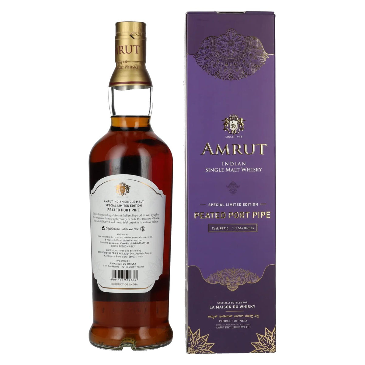 Amrut PORT PIPE Indian Single Malt Whisky 60% vol. 0.7 l in a gift box