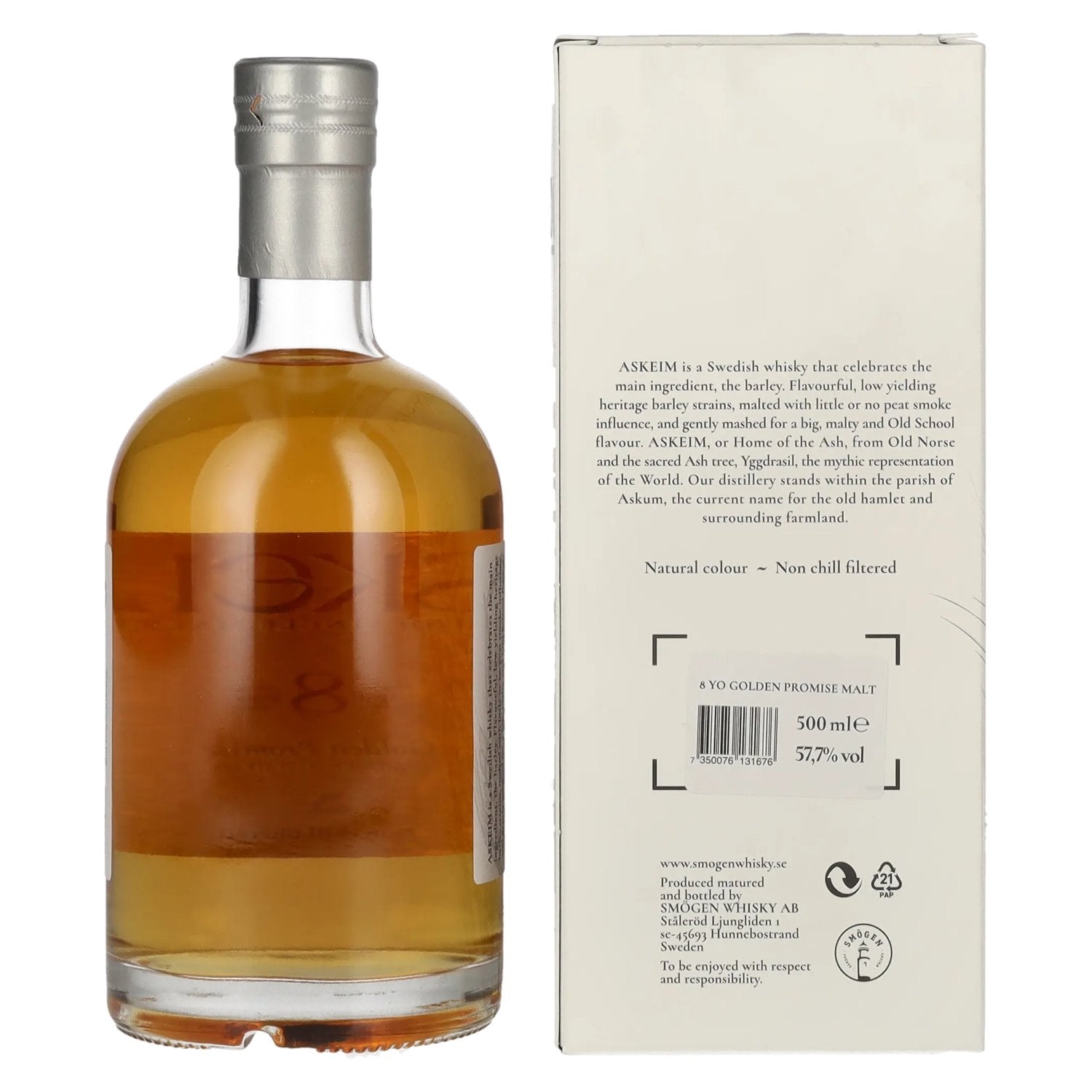 ASKEIM 8 Years Old Golden Promise Swedish Single Malt Whisky 57.7% Vol. 0.5L in Gift Box