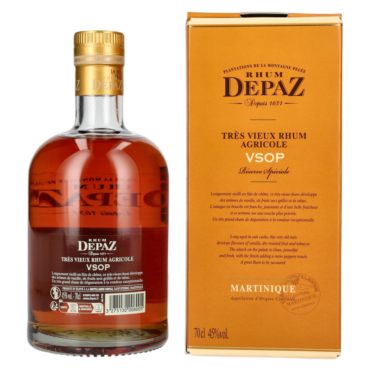 Depaz Rhum Très Agricole Vieux VSOP 45% Vol. 0,7l in Geschenkbox