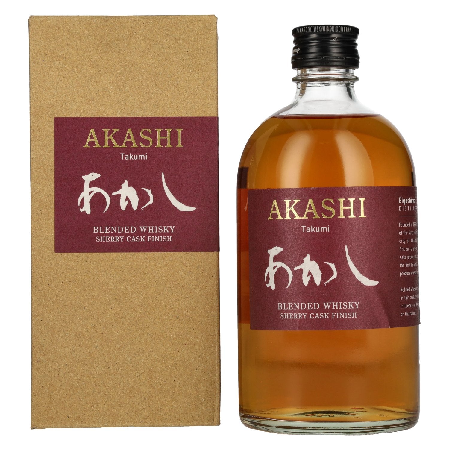 AKASHI Takumi Sherry Cask Finish Japanese Blended Whisky 40% Vol. 0.5l in gift box