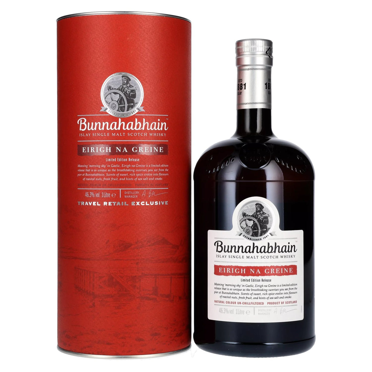 Bunnahabhain EIRIGH NA GREINE Islay Single Malt Scotch Whisky 46.3% Vol. 1L in gift box