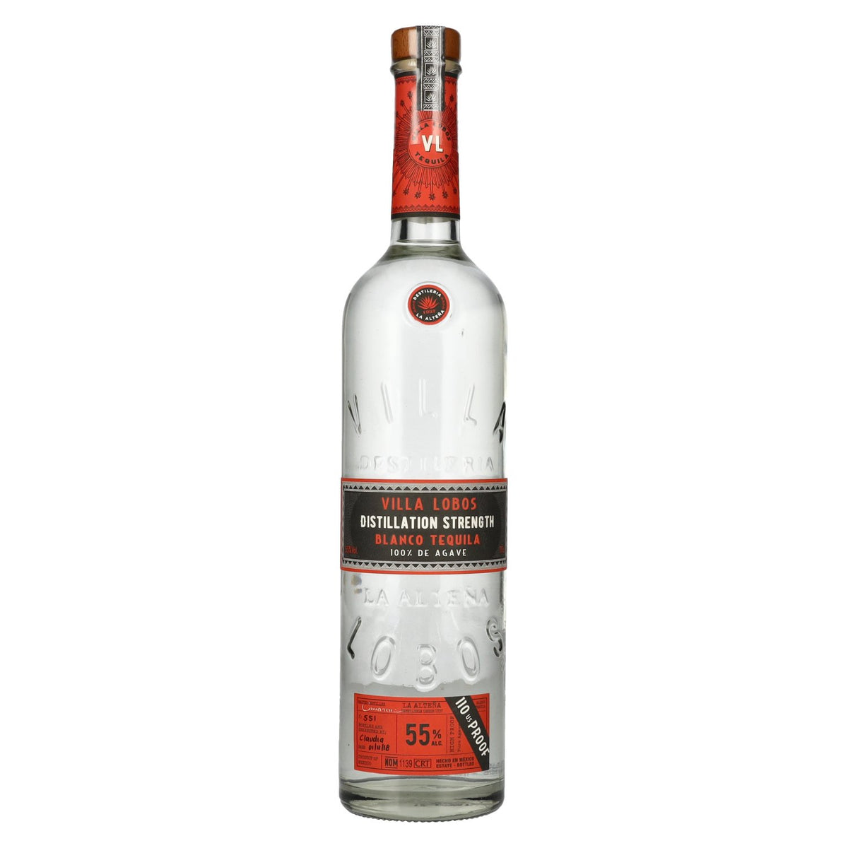 Villa Lobos DISTILLATION STRENGTH Blanco Tequila 100% Agave 55% Vol. 0.7l