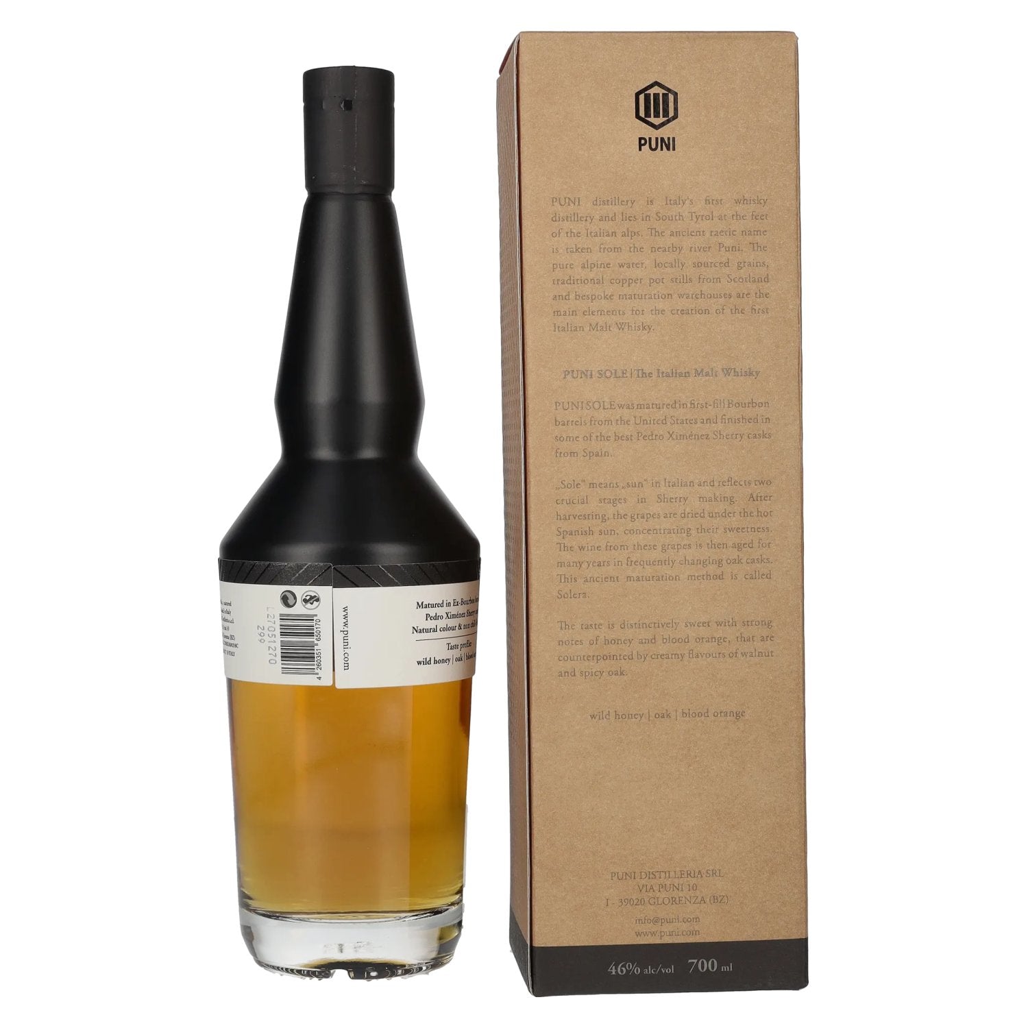 Puni SOLE The Italian Malt Whisky 46% Vol. 0.7l in gift box