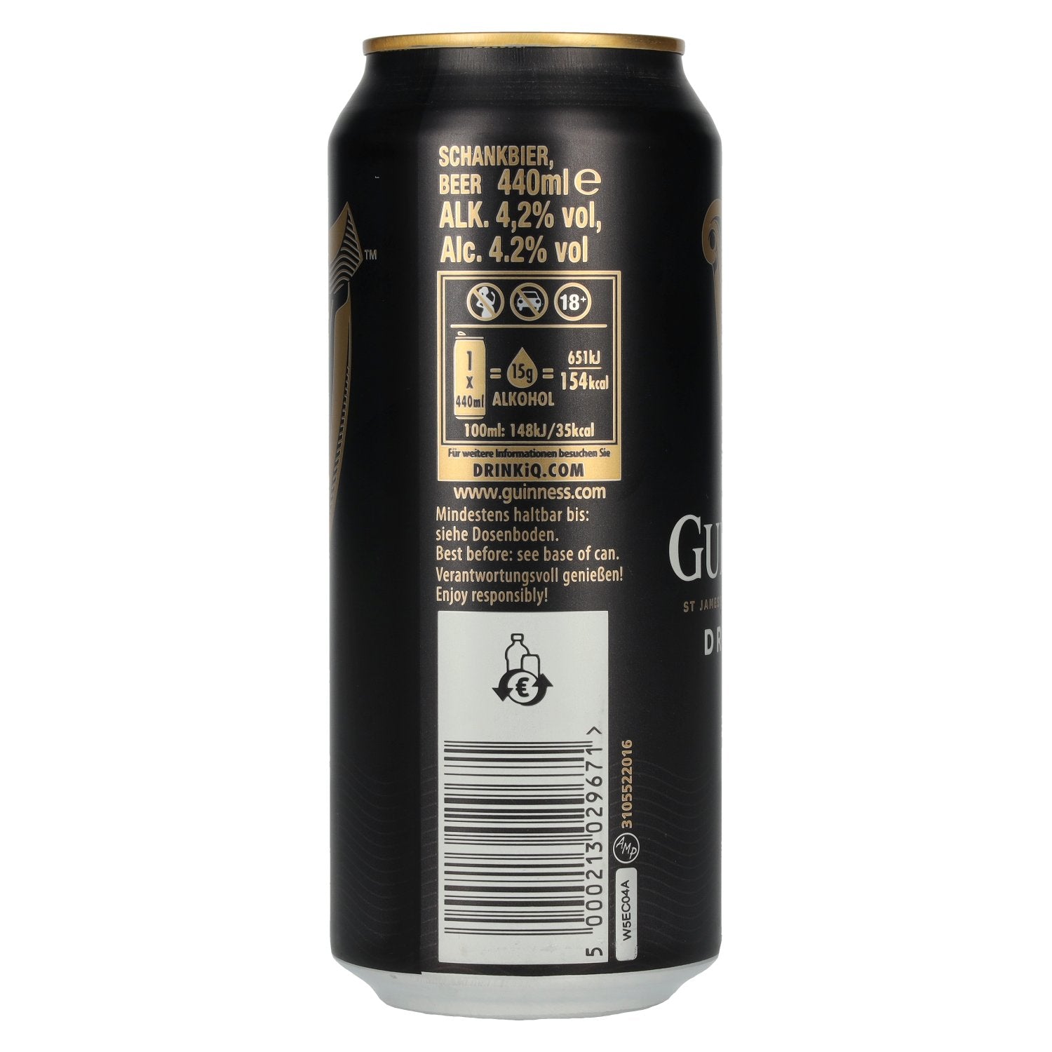 Guinness Draught Stout 4,2% Vol. 0,44l Dose Pfand