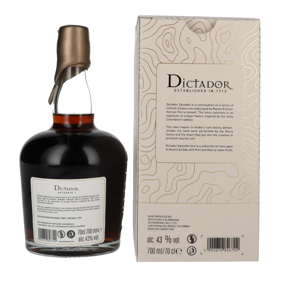 Dictador EPISODIO I 22 Years Old PORT CASK Rum 1999 43% Vol. 0.7l in gift box