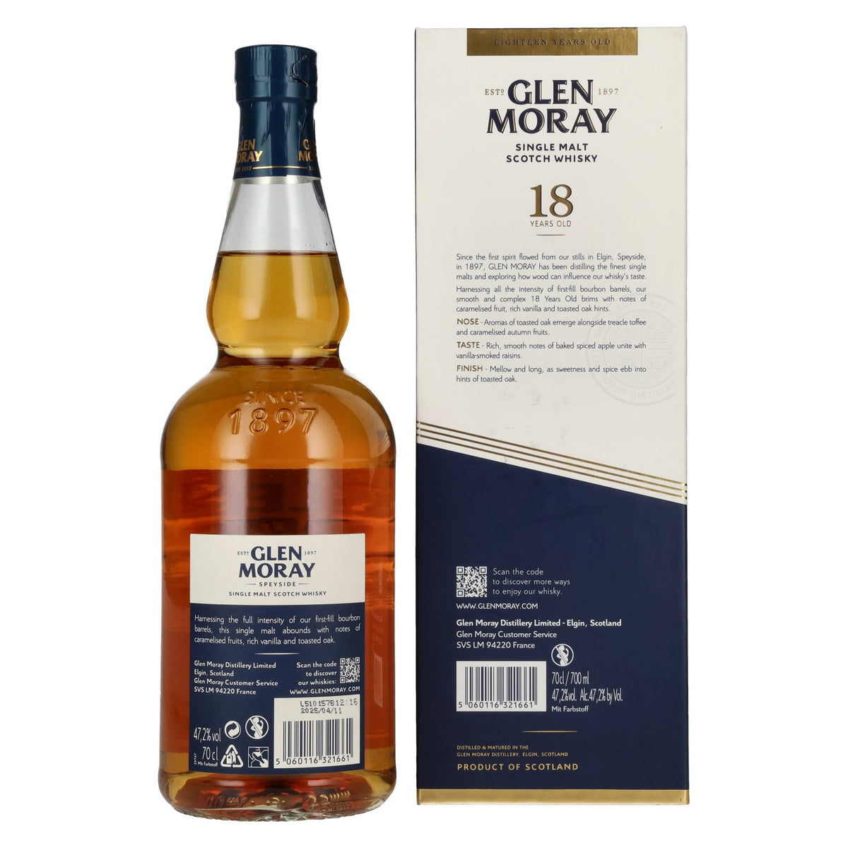 Glen Moray 18 Years Old Speyside Single Malt 47.2% Vol. 0.7l in Gift Box