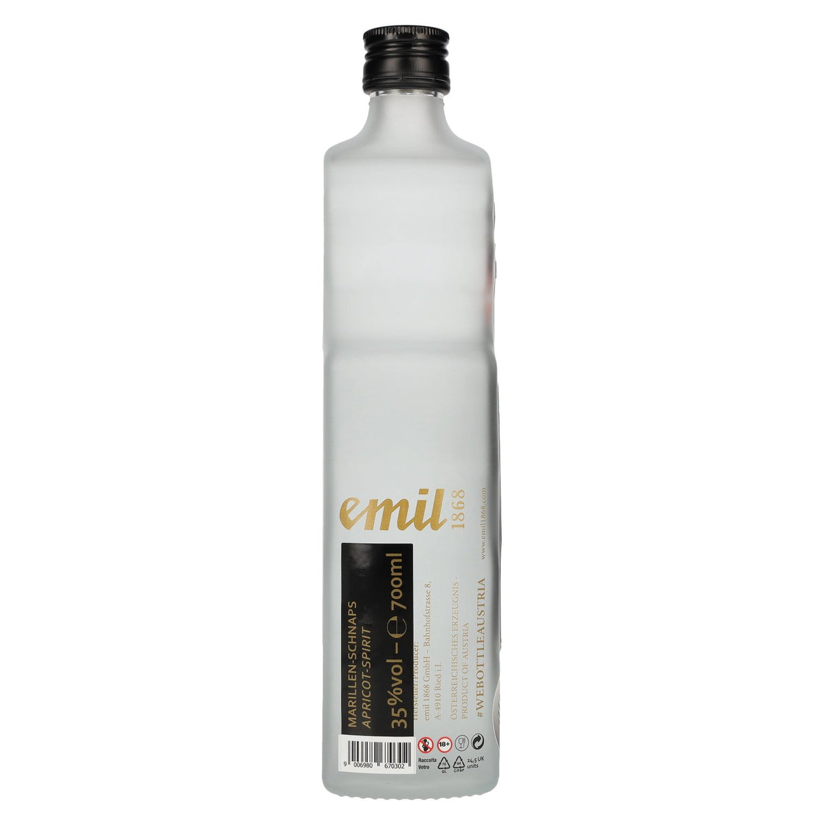 emil 1868 Apricot Schnapps 35% vol. 0.7 l in an Austrian bottle