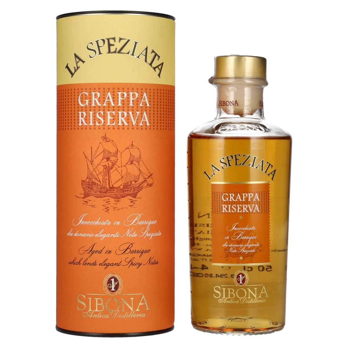 Sibona GRAPPA RISERVA La Speziata 44% Vol. 0.5l in Gift Box