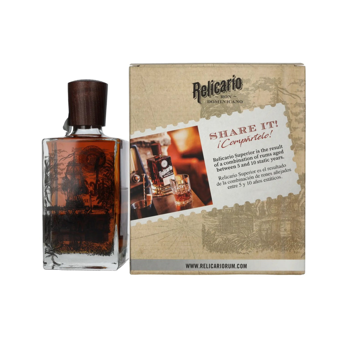 Relicario Dominican Rum Superior 40% Vol. 0.7l in gift box with 2 glasses