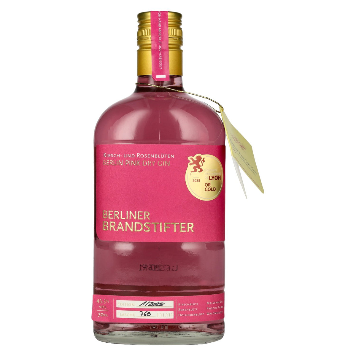 Berliner Brandstifter Berlin Pink Dry Gin 43.3% ABV 0.7l